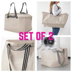 LOT 2x IKEA GÖRSNYGG Large Shopping Tote Laundry Storage Bag Foldable Beige NEW!